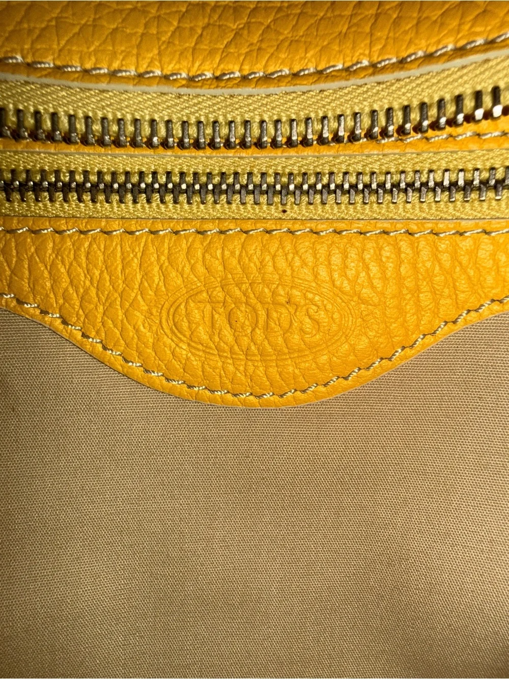 Tod's Miky Yellow Pebbled Leather Top Handle Shoulder Bag